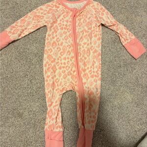 Caden Lane Peach Leopard Kids Footie